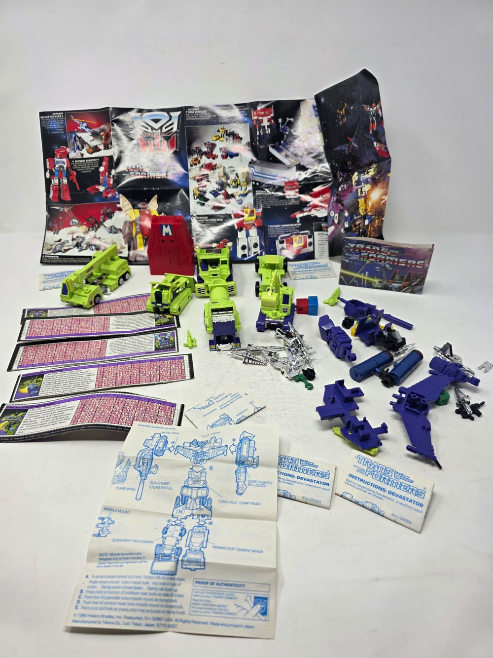 Vintage 1985 Transformers G1 Constructicons Devastator Lot Parts Instructions